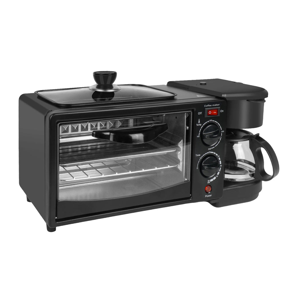 Máquina eléctrica doméstica 3 en 1 para desayunos, sándwiches, cafetera multifunción, horno para pan y pizza.