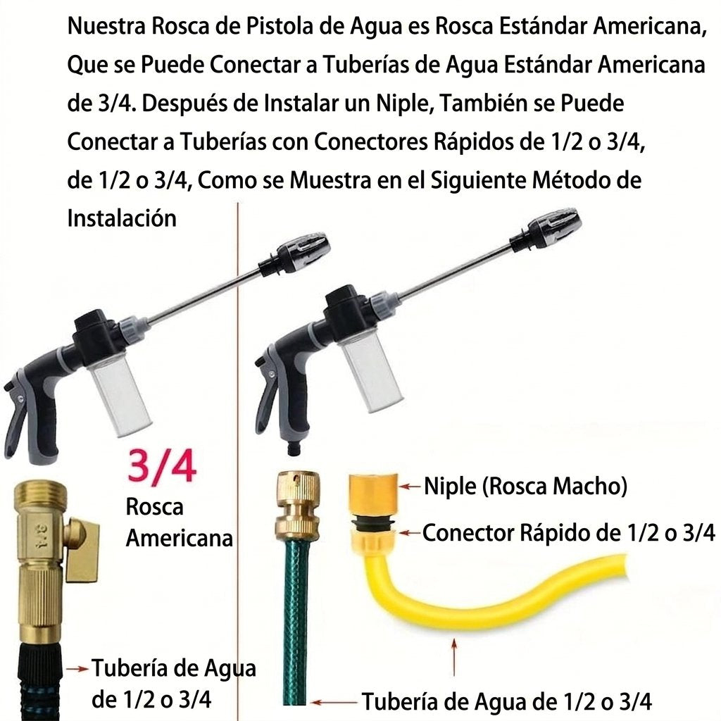 Pistola de Agua a Presión para Lavado de Coches, Jardín y exteriores